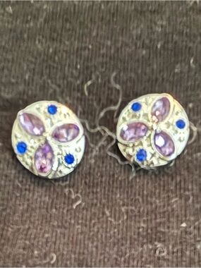 Silver-Tone Purple and Blue Floral original dots for Style Dots Jewelry